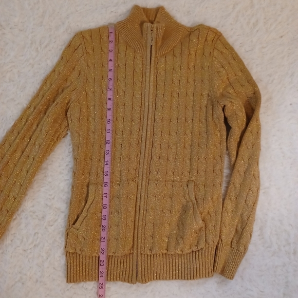 RALPH Lauren Active Metallic Gold Cardigan Sz M/M - Picture 6 of 7